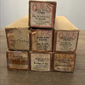 Vintage QRS Word Roll Player Piano Military Themed 1940’s 7 rolls please read B